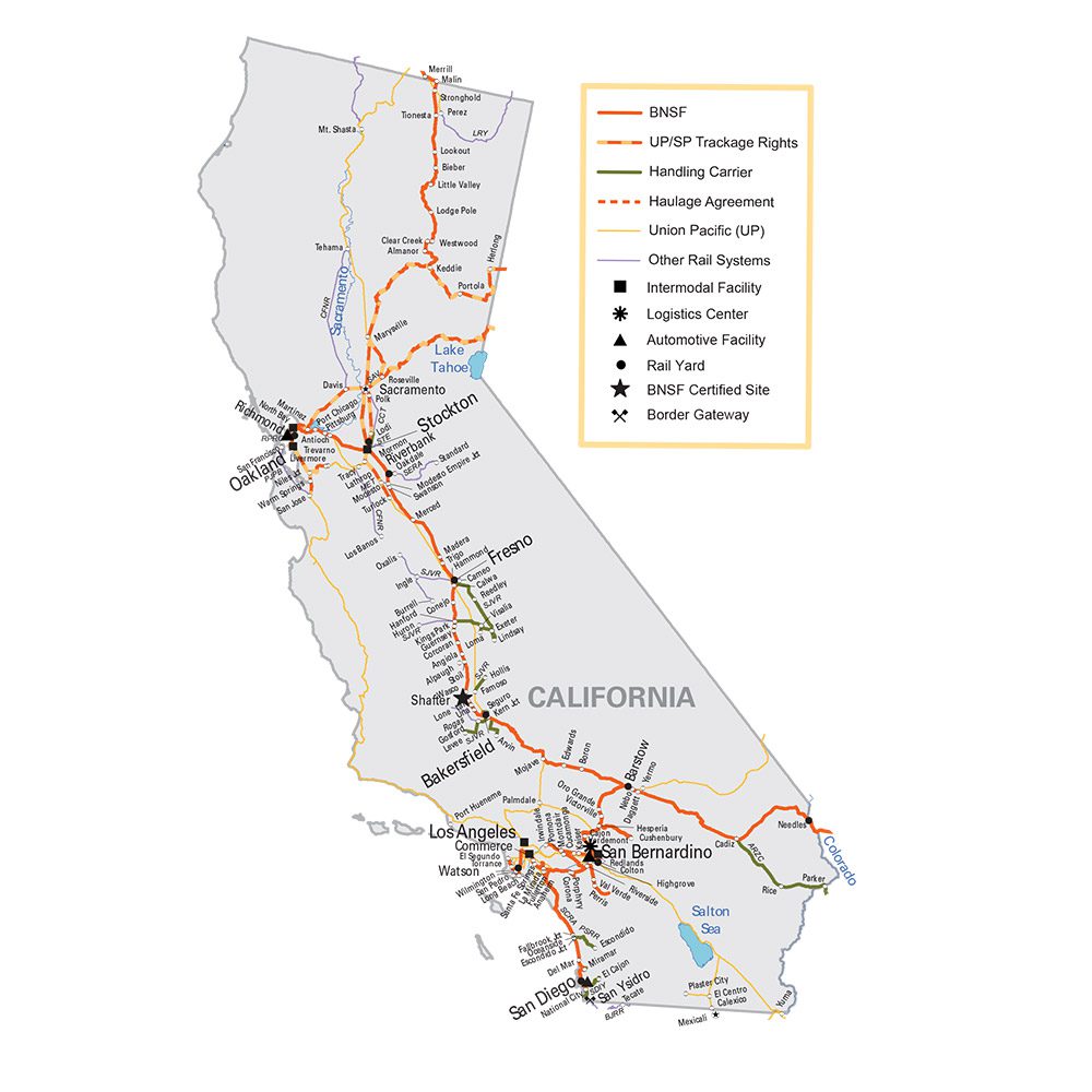 Map of BNSF in California